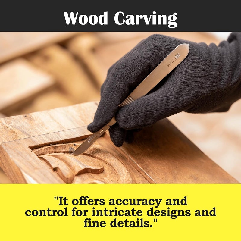 MJW Scalpel Handle No.3 - Set of 3 Pcs Stainless Steel Crafting Handle No.3 Ideal for Wood Art, Card Making, Grafting, Sculpting and Dermaplaning - Image 4